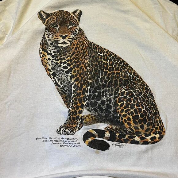 Vintage 80s Stedman San Diego Zoo Jaguar Graphic Single Stitch T Shirt Sz L 1987 - Picture 3 of 7